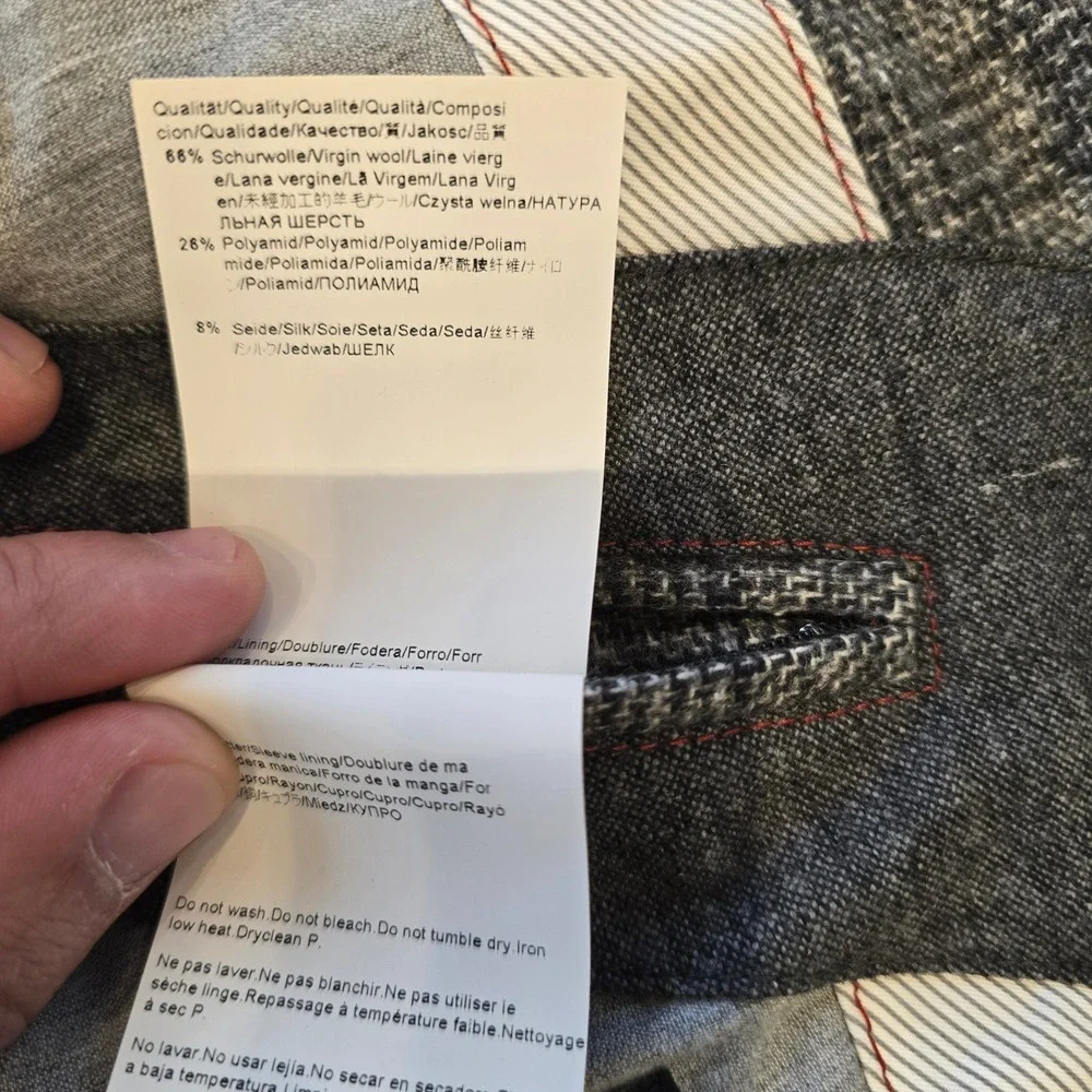 Hugo Boss Coastu Grey Glen Check Wool Silk Sport Coat Blazer Elbow‎ Patches 40R